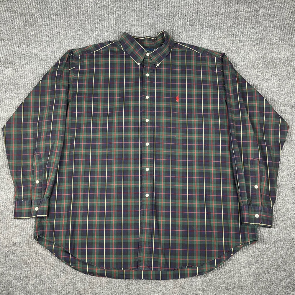 Ralph Lauren Blake Shirt Mens XXL Plaid Button Down Red Pony Cotton Preppy Cabin